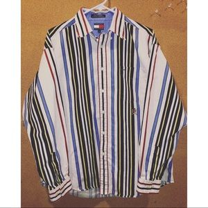 tommy hilfiger vertical striped button shirt